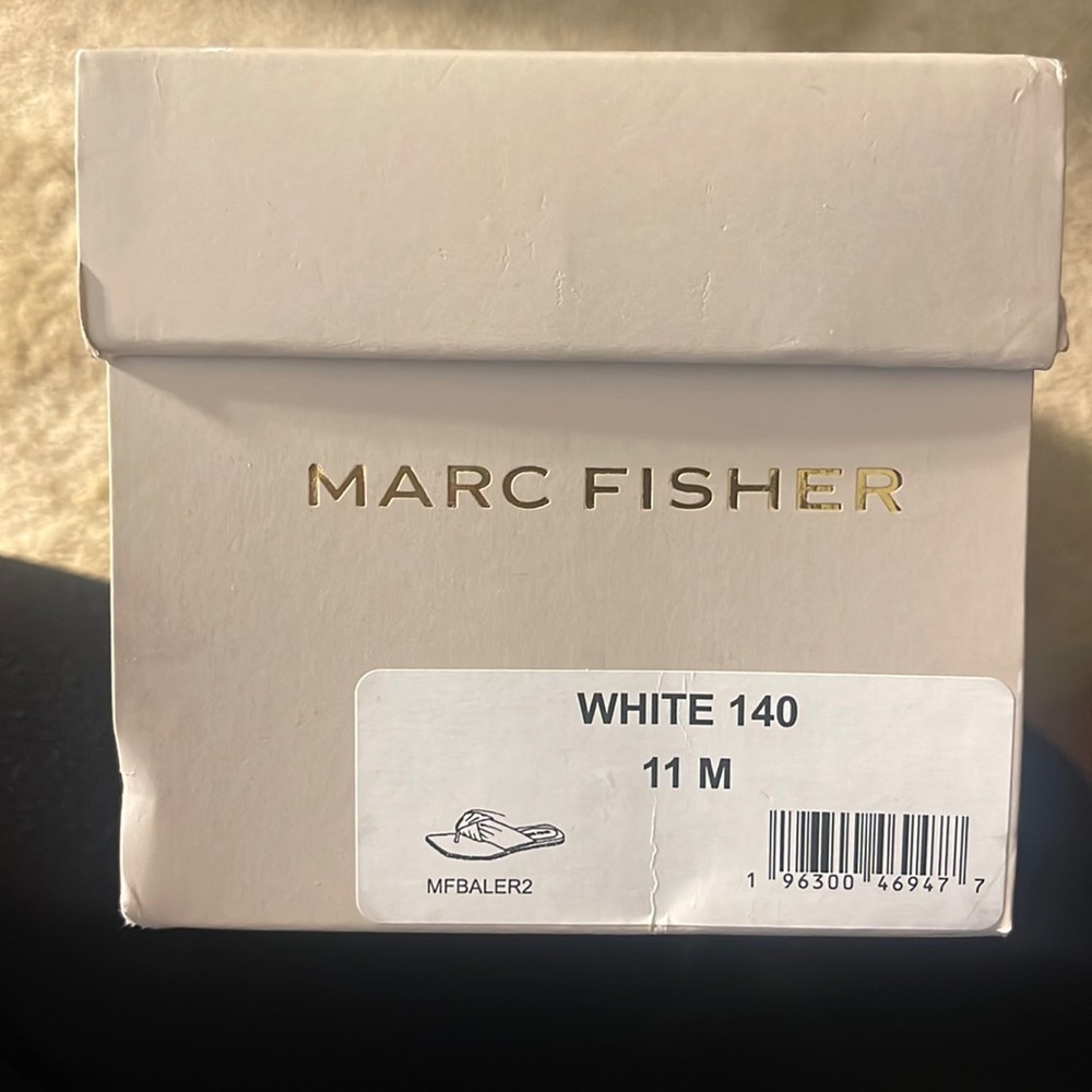 Marc Fisher Baler Sandal in White, Size 11 women’s.